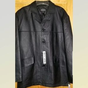 Burnside Black 100% Leather Jacket Men's Button